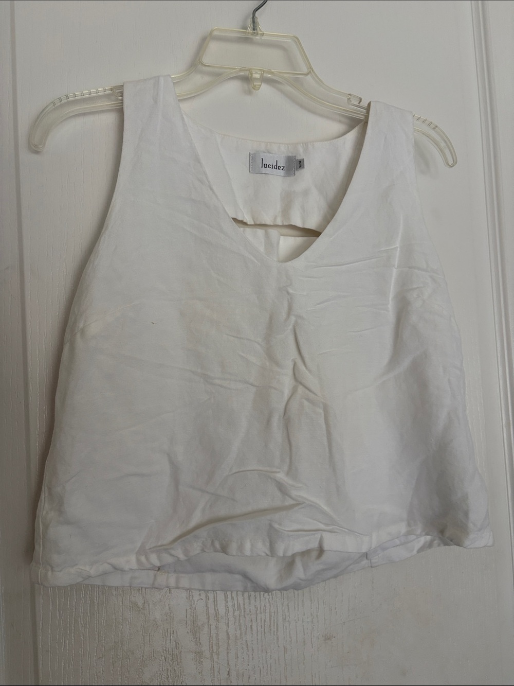 White V-Neck Sleeveless Tank